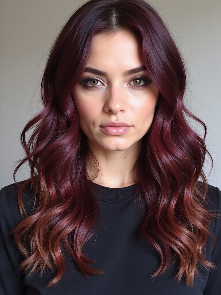 balayage enhances dark red