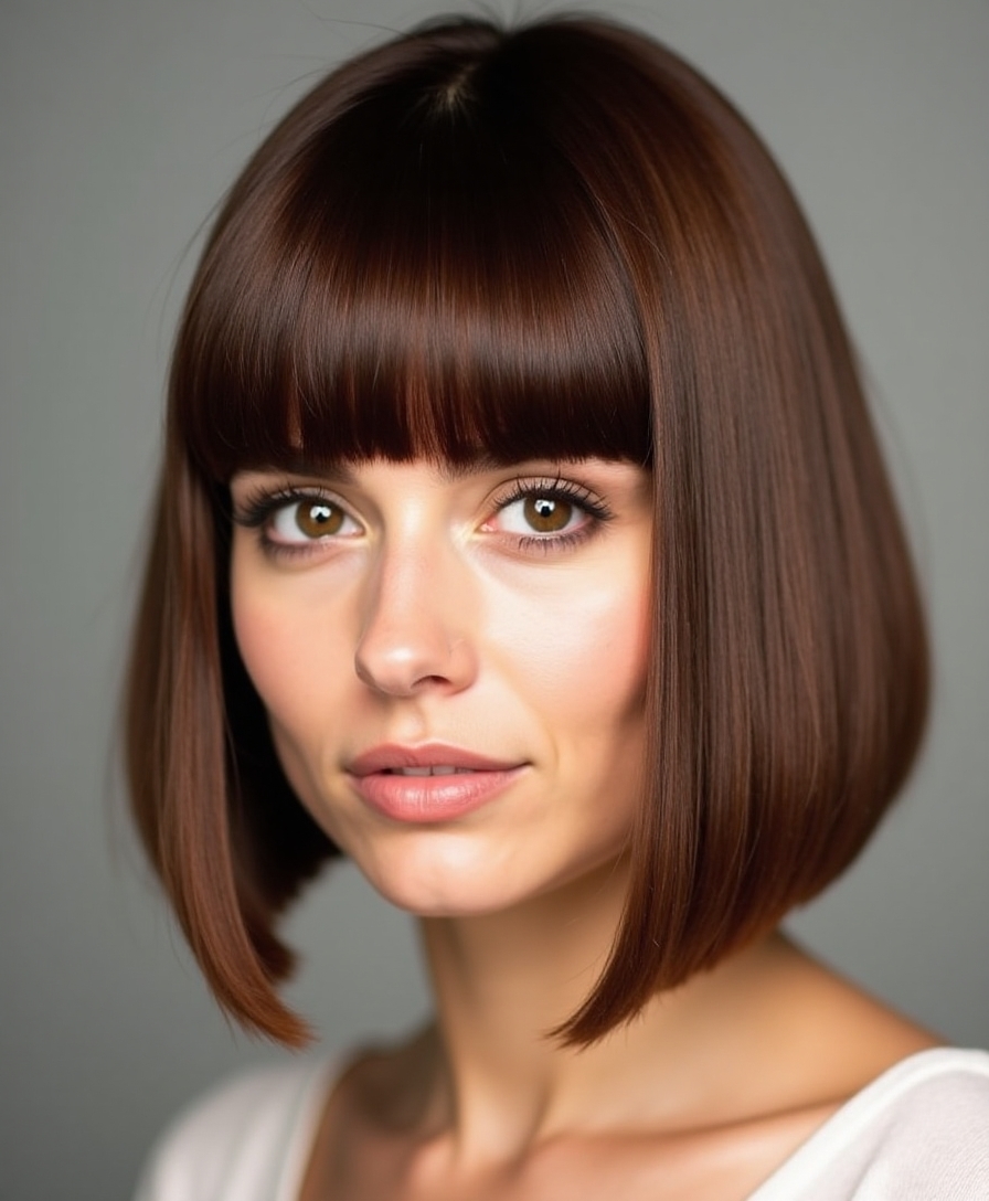 bangs enhance chic bob