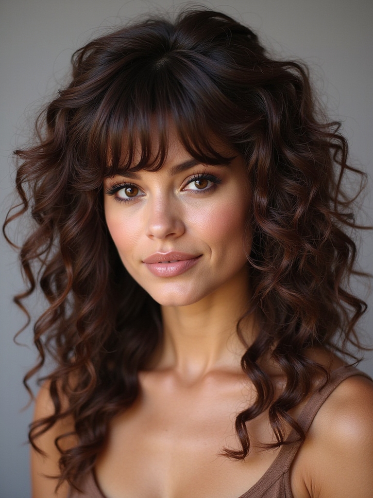 bold curly bangs style