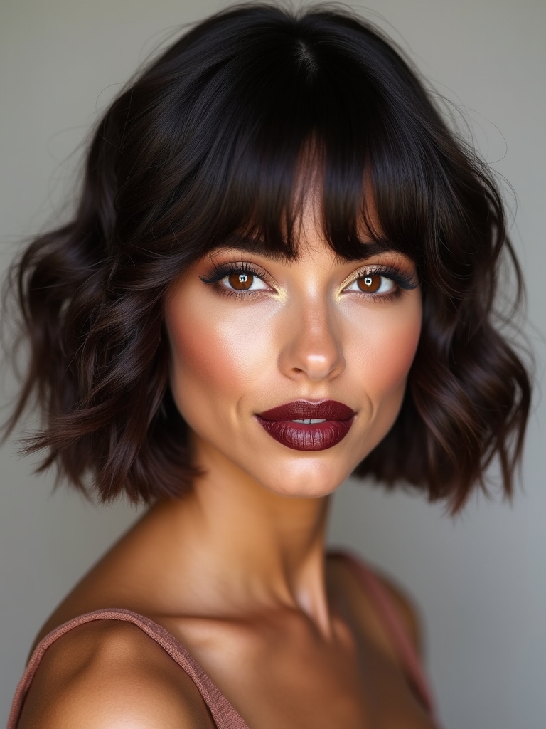 bold micro bangs for curls