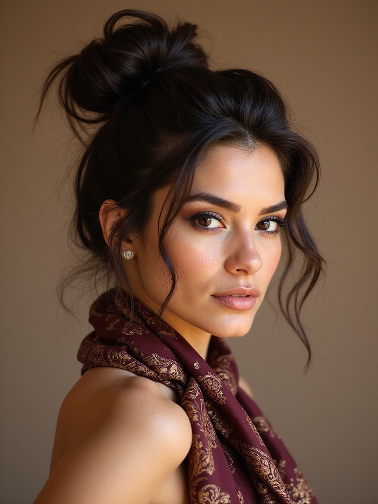 bun adorned with scarf