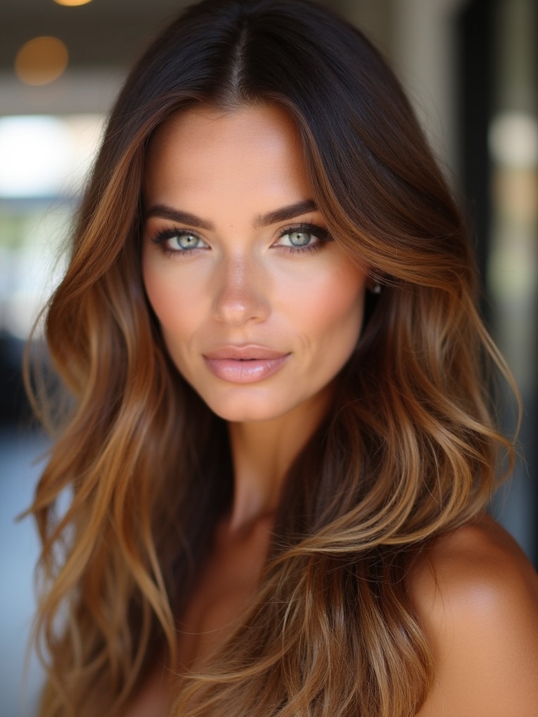 caramel balayage soft waves