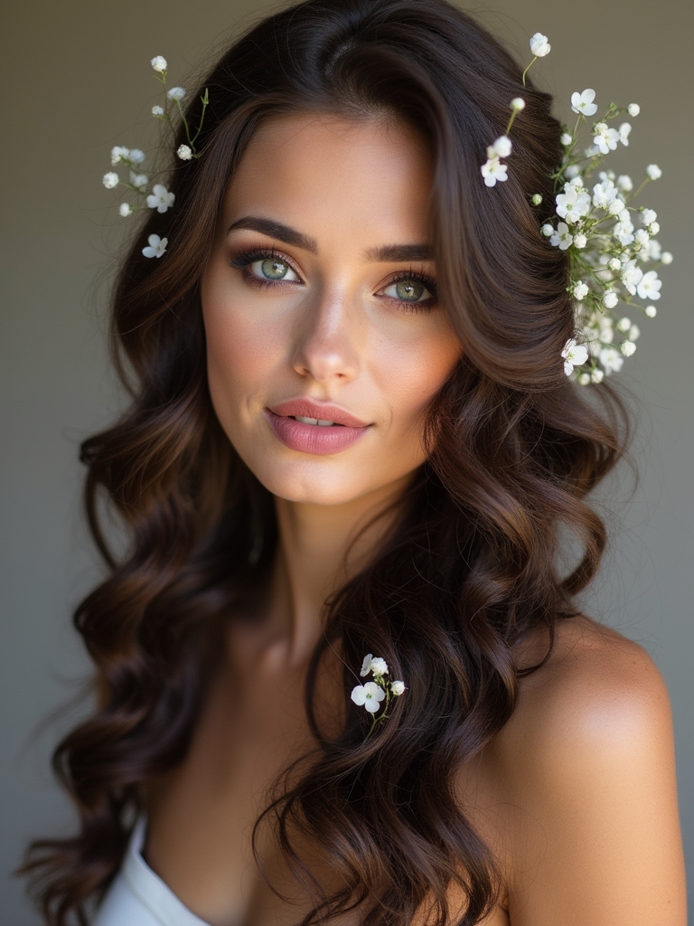 cascading curls and florals