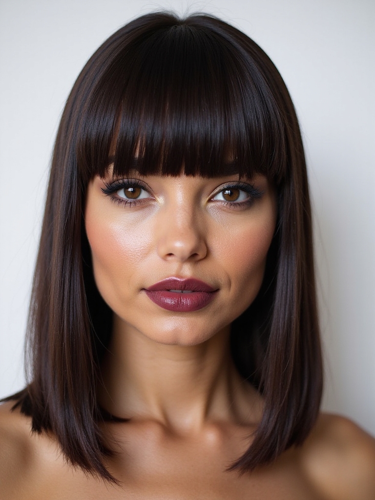 chic bold blunt bangs