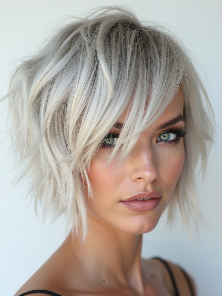 choppy bob with textured layers