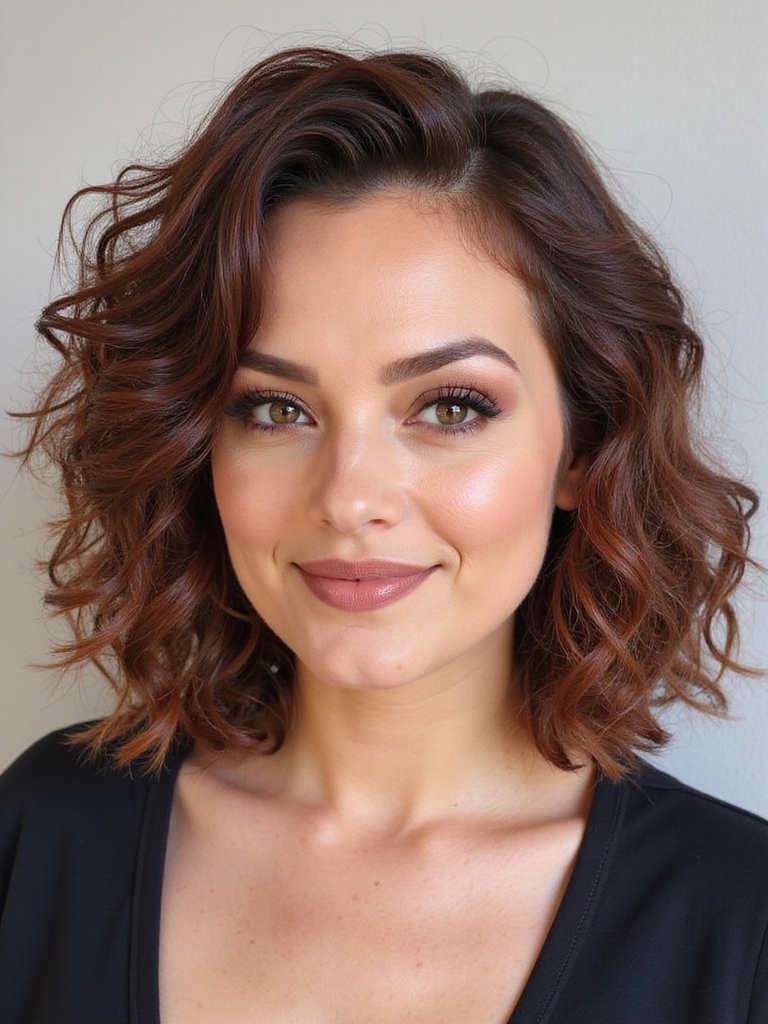 curly lob softens square faces