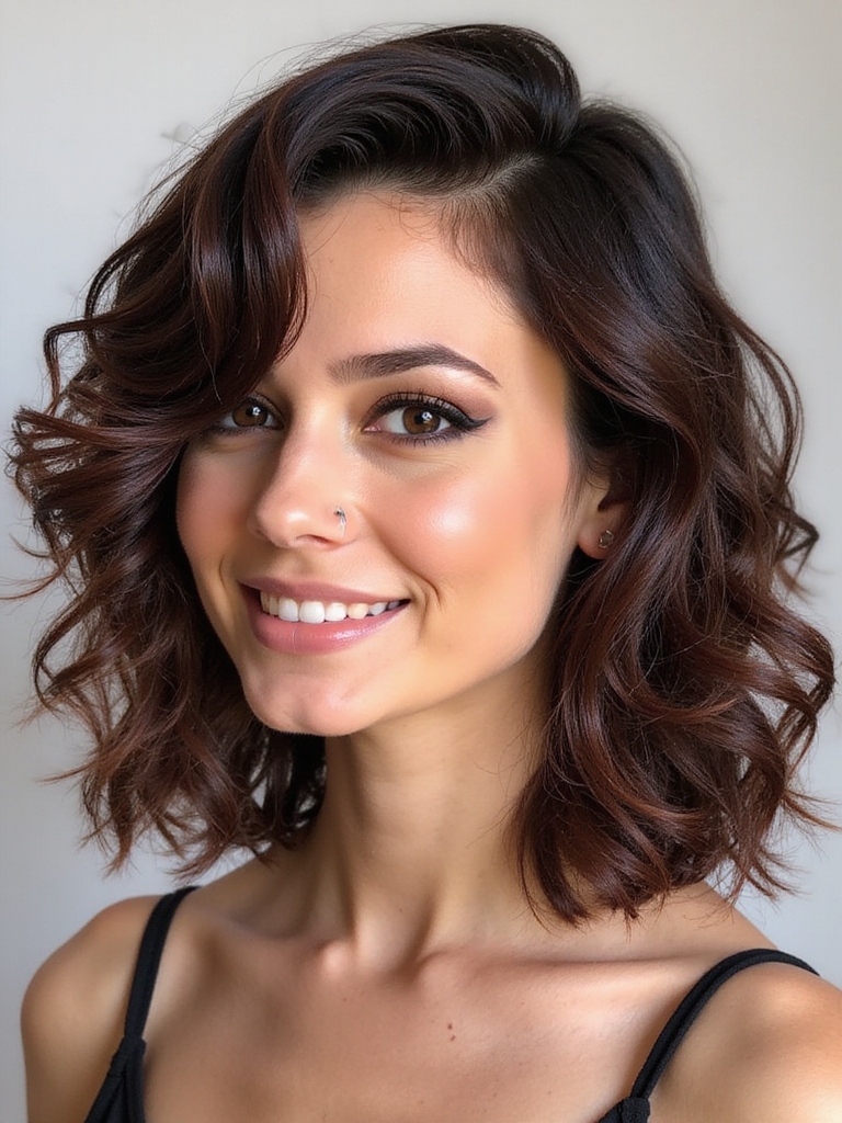 effortless layered bob curls
