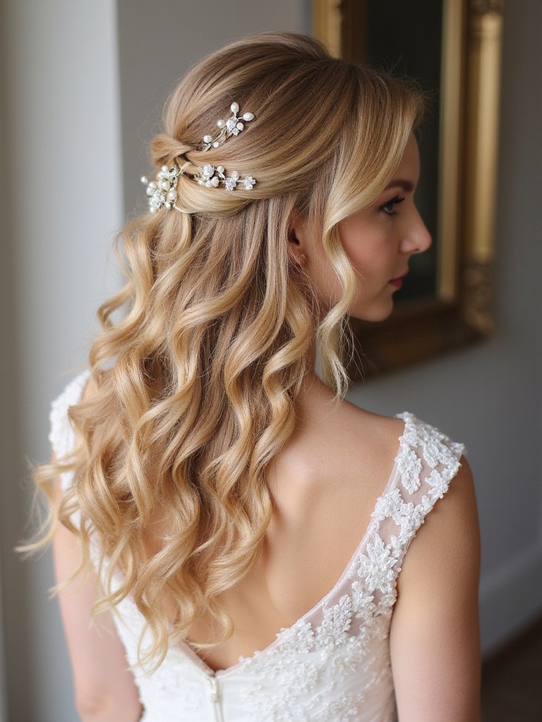 effortless romantic wedding hairstyle