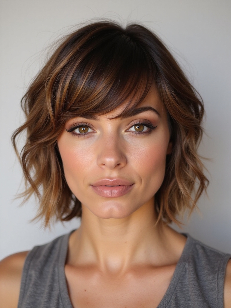 effortless textured shoulder length shag