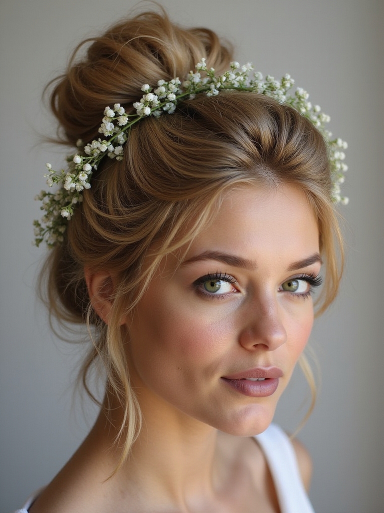 elegant flower bun hairstyle