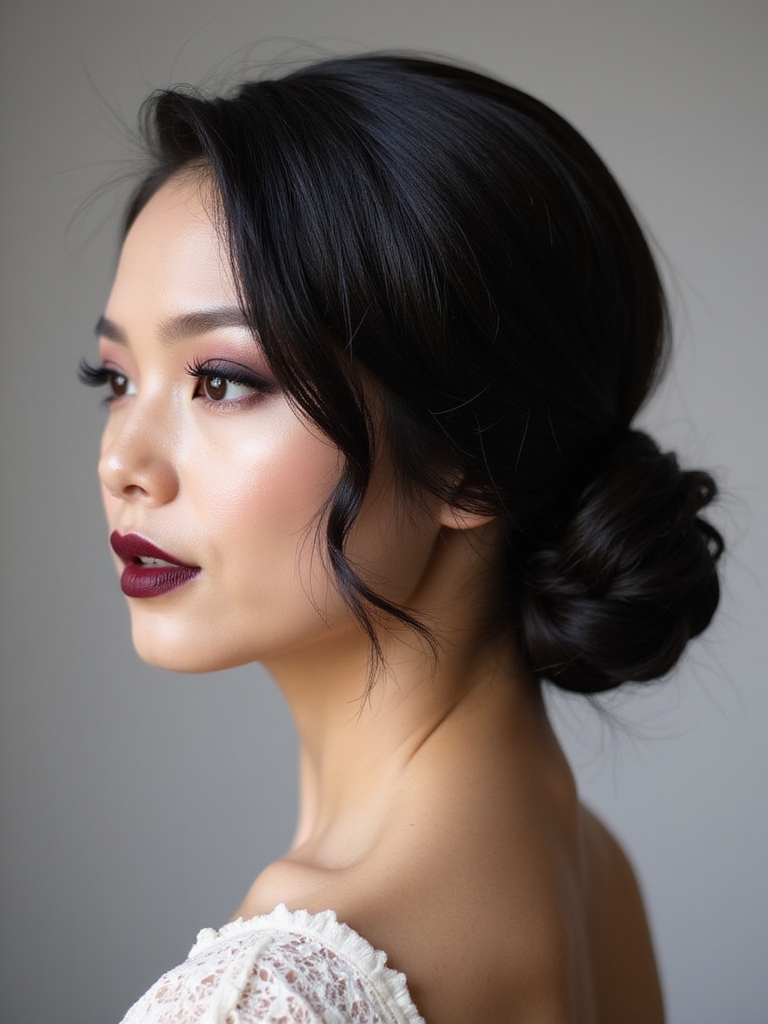 elegant low twisted bun