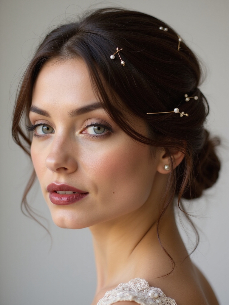 elegant side swept bun charm