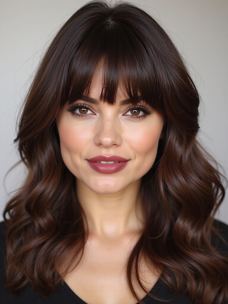 evening glam with bangs