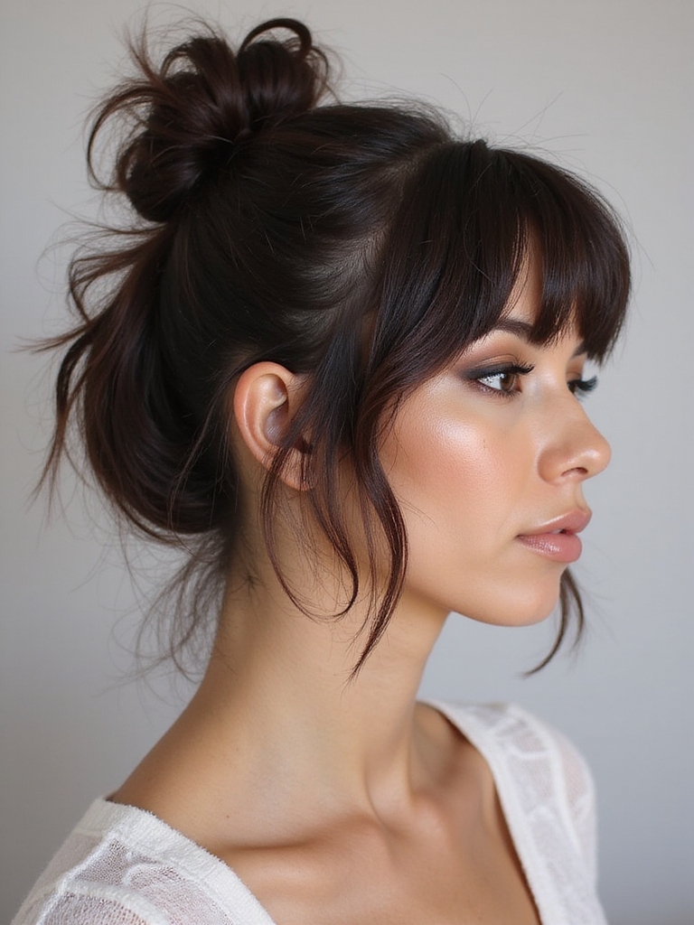faux bob with messy bun
