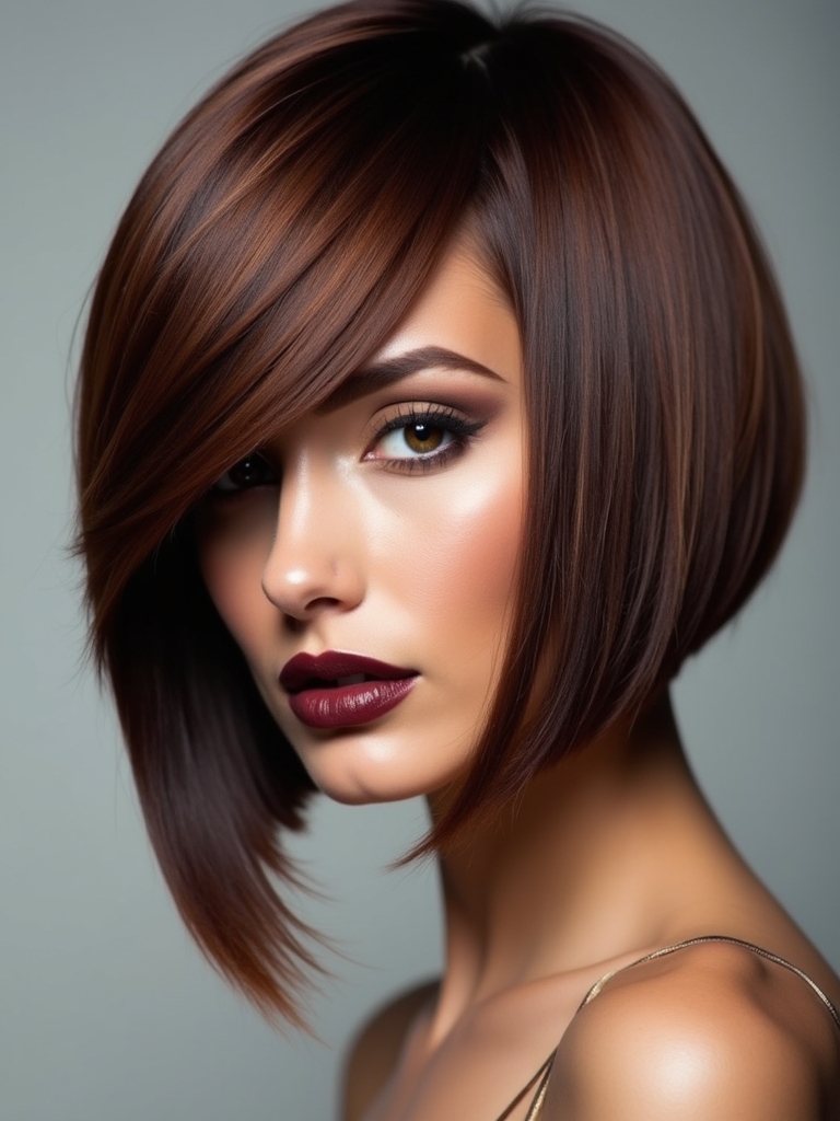 flattering asymmetrical bob hairstyle