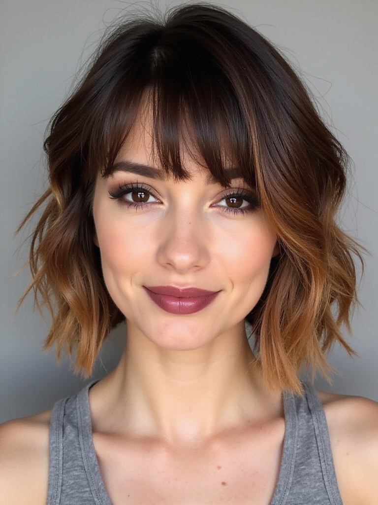 flirtatious side swept bangs