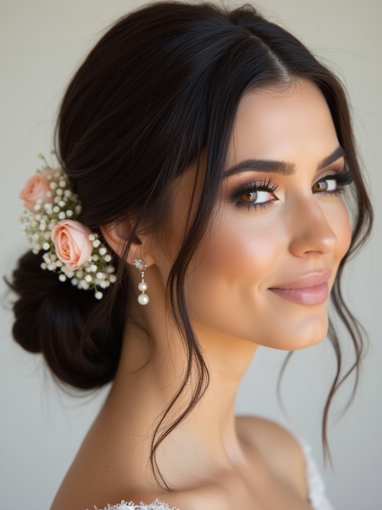 floral accent for bun