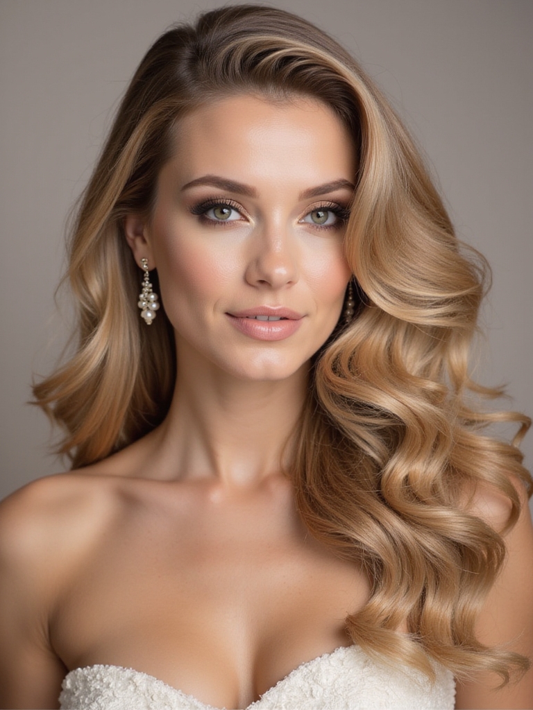 glamorous side swept curls