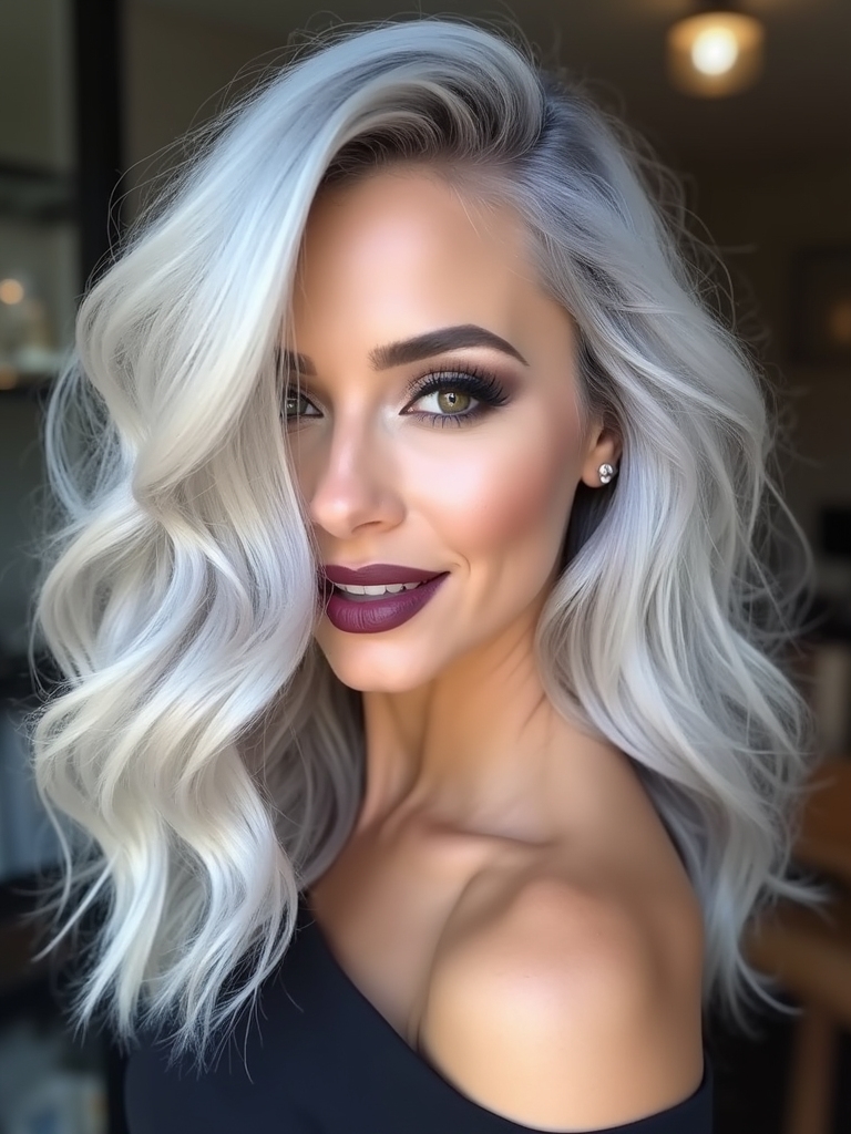 glamorous silver wave styling