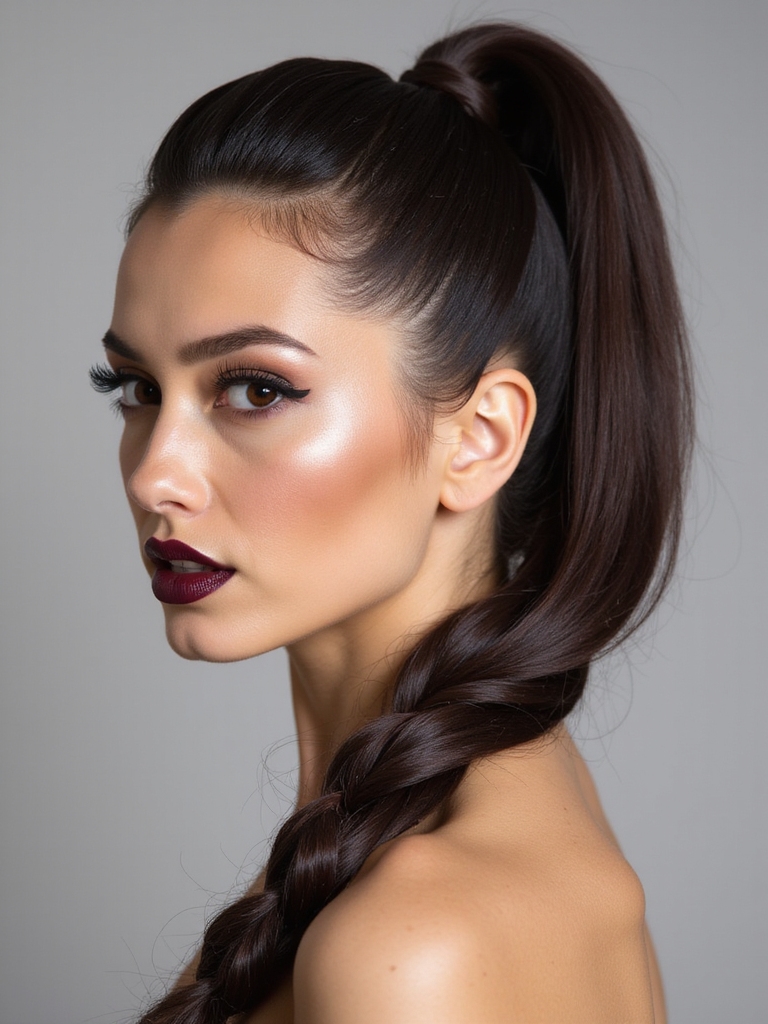 glamorous sleek ponytail twist