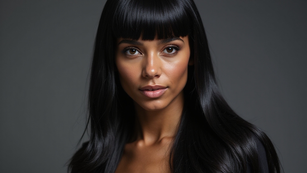 glossy straight hair shine