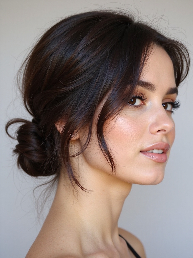 knotted low bun hairstyle