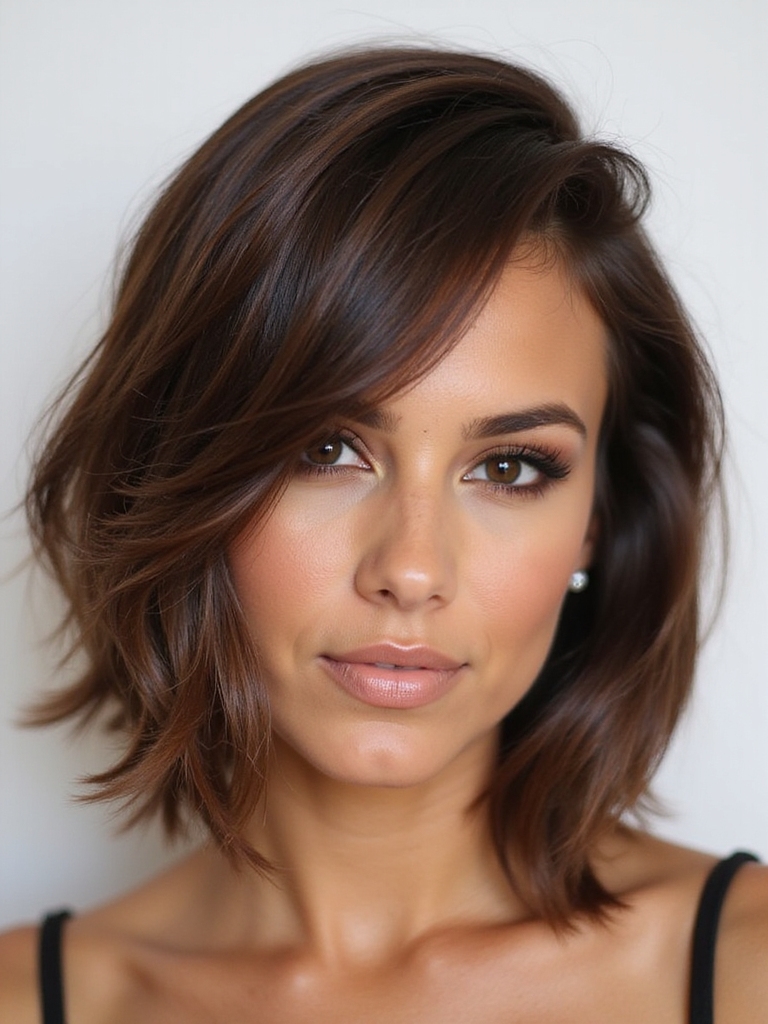 layered bob with bangs