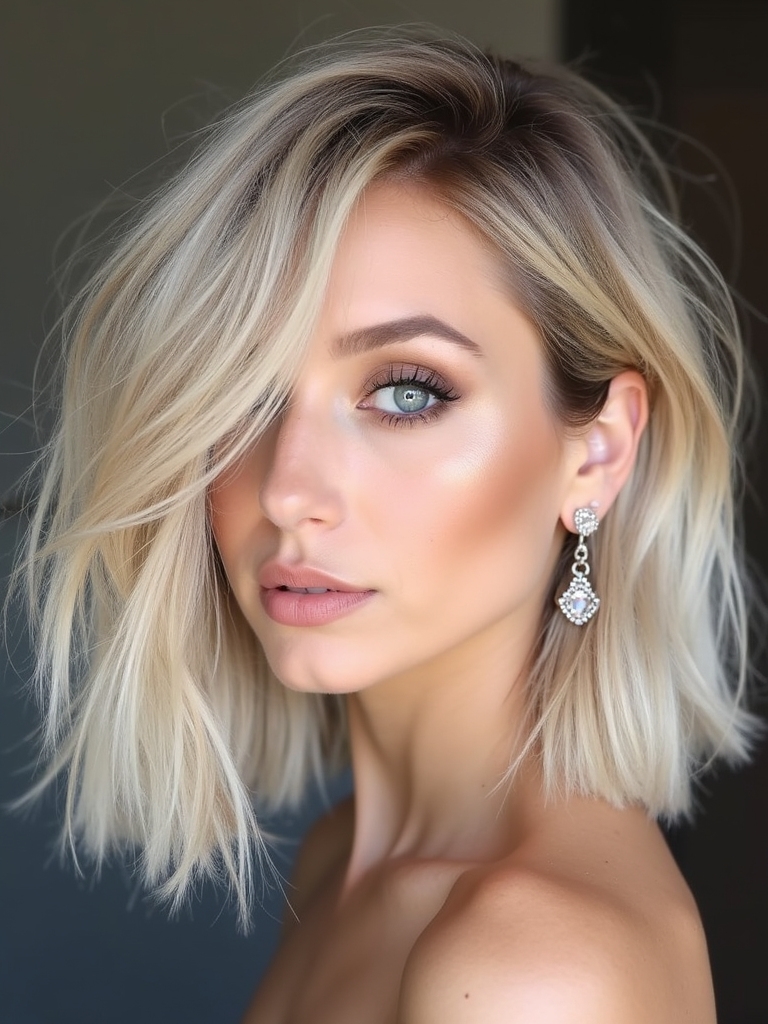 layered bob with highlights