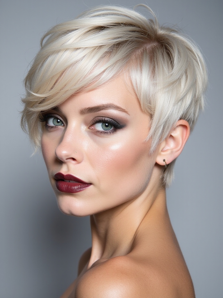 lightweight textured side swept pixie