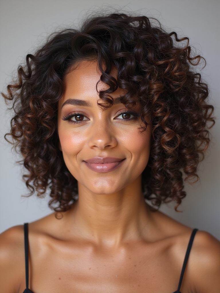 playful elegant curly bob
