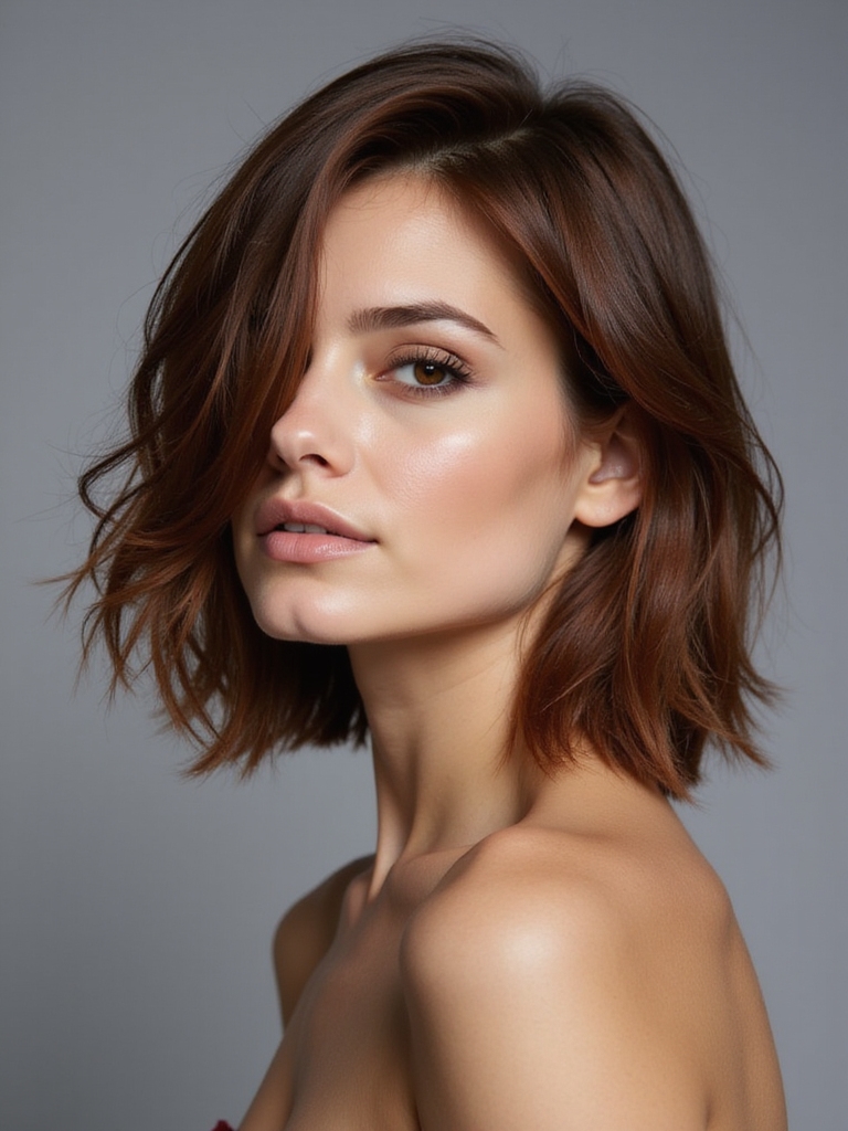 razor cut layered long bob