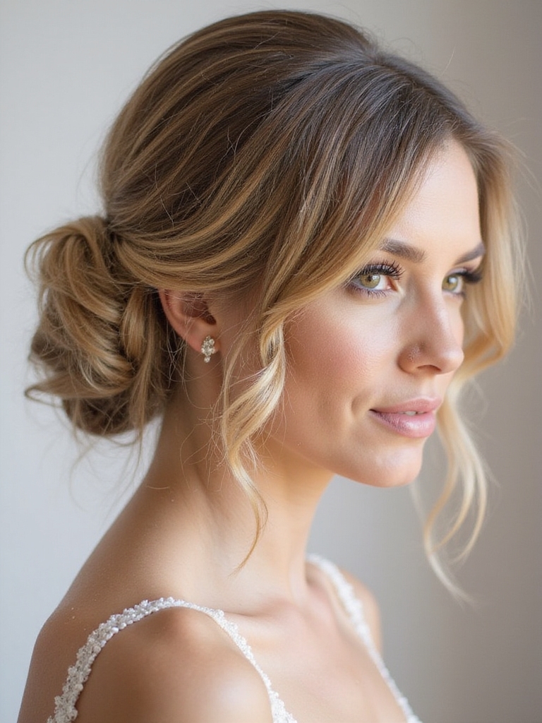 romantic low bun elegance