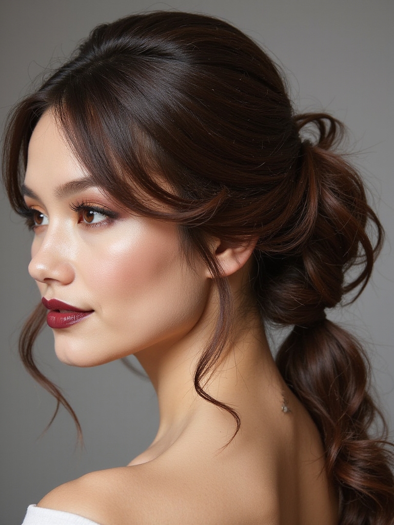 romantic ponytail with waves