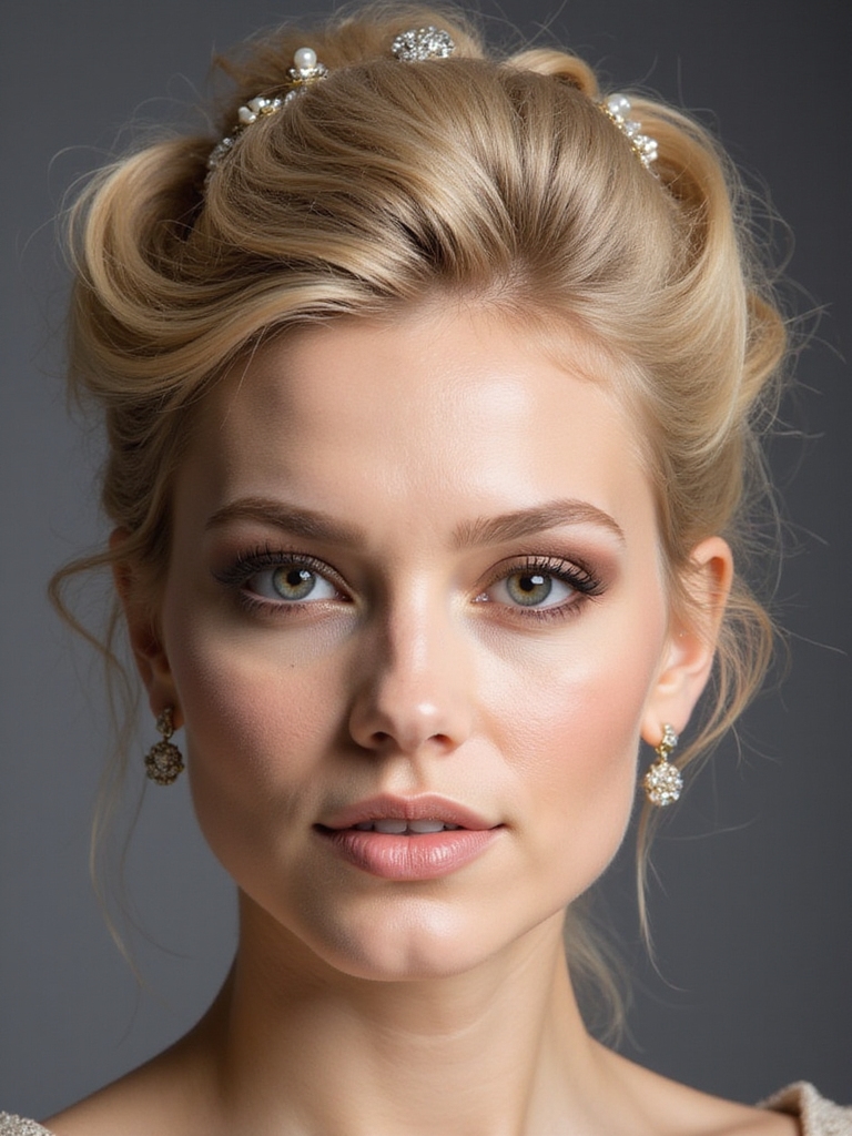 sculpted bouffant with accessories