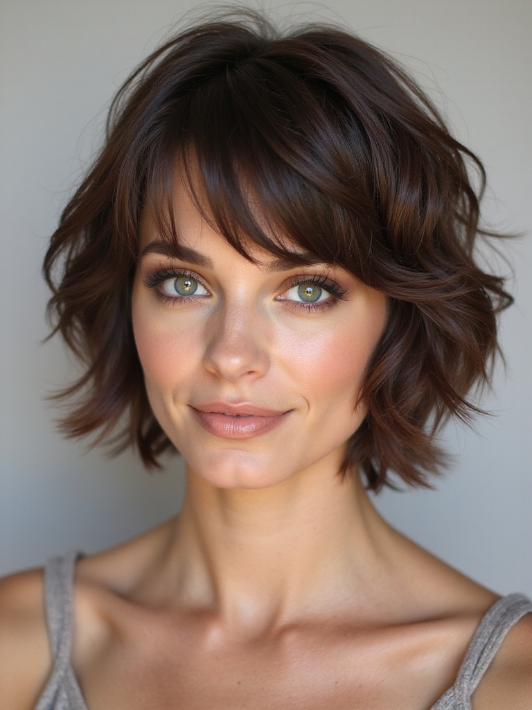 shaggy bob enhances volume