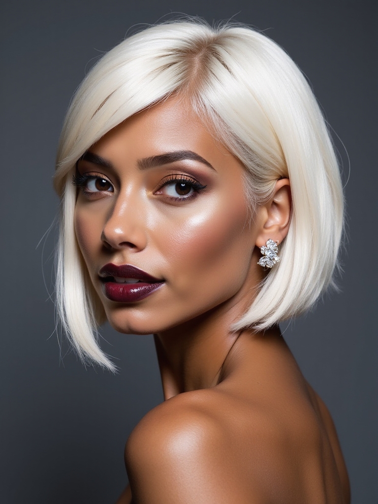 sleek bob with metallic accents