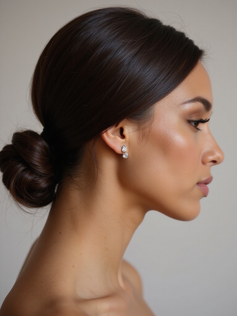 sleek low bun styling
