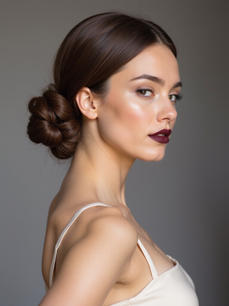 sleek low ponytail knot