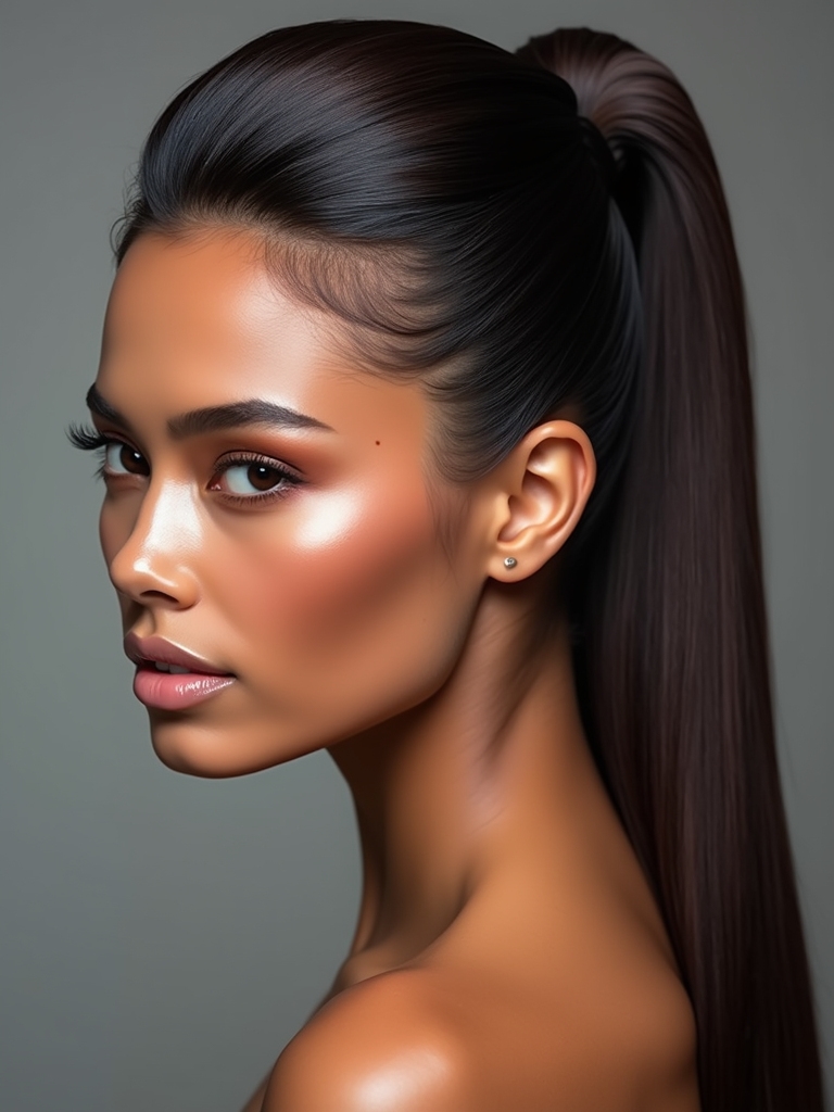 sleek ponytail bun elegance
