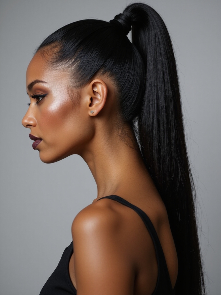 sleek ponytail for prom
