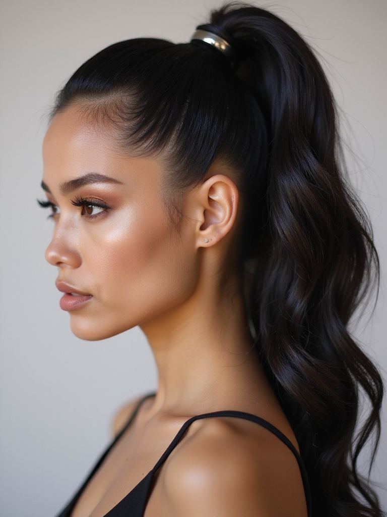 sleek ponytail minimal accessories