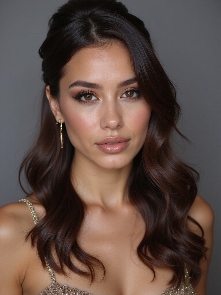 sleek ponytail with waves