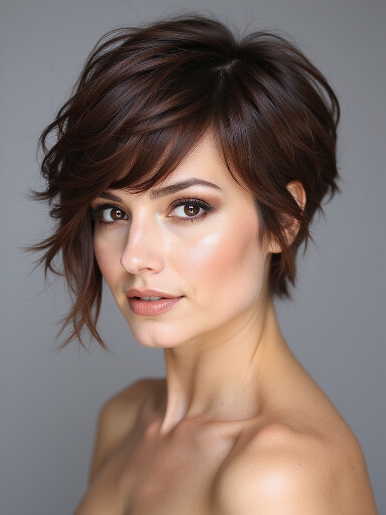 stylish short layered fringe