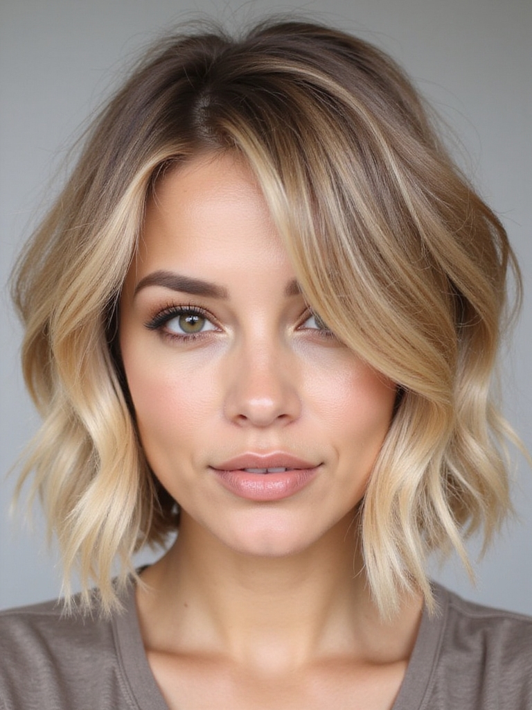 textured layered bob hairstyle