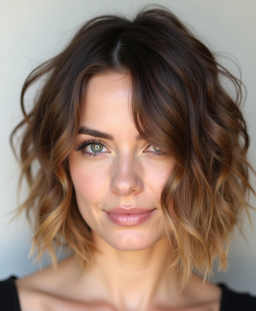 textured wavy bob hairstyle
