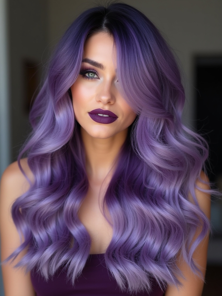 vibrant purple hair tips