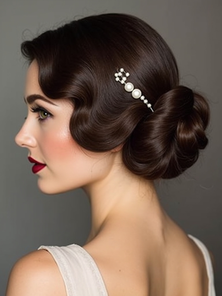 vintage low bun elegance