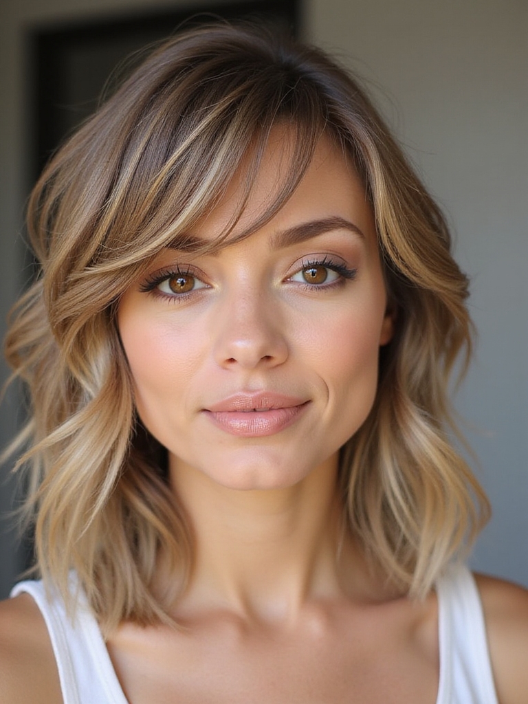 wispy fringe softens square faces
