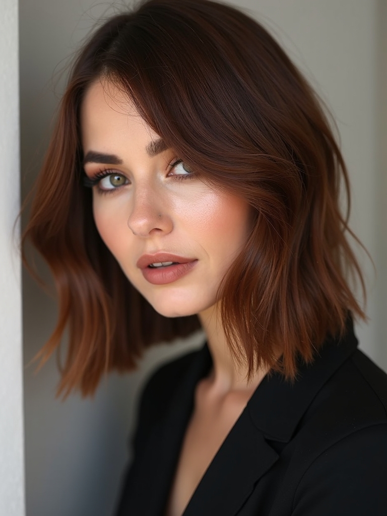 a line bob with bangs