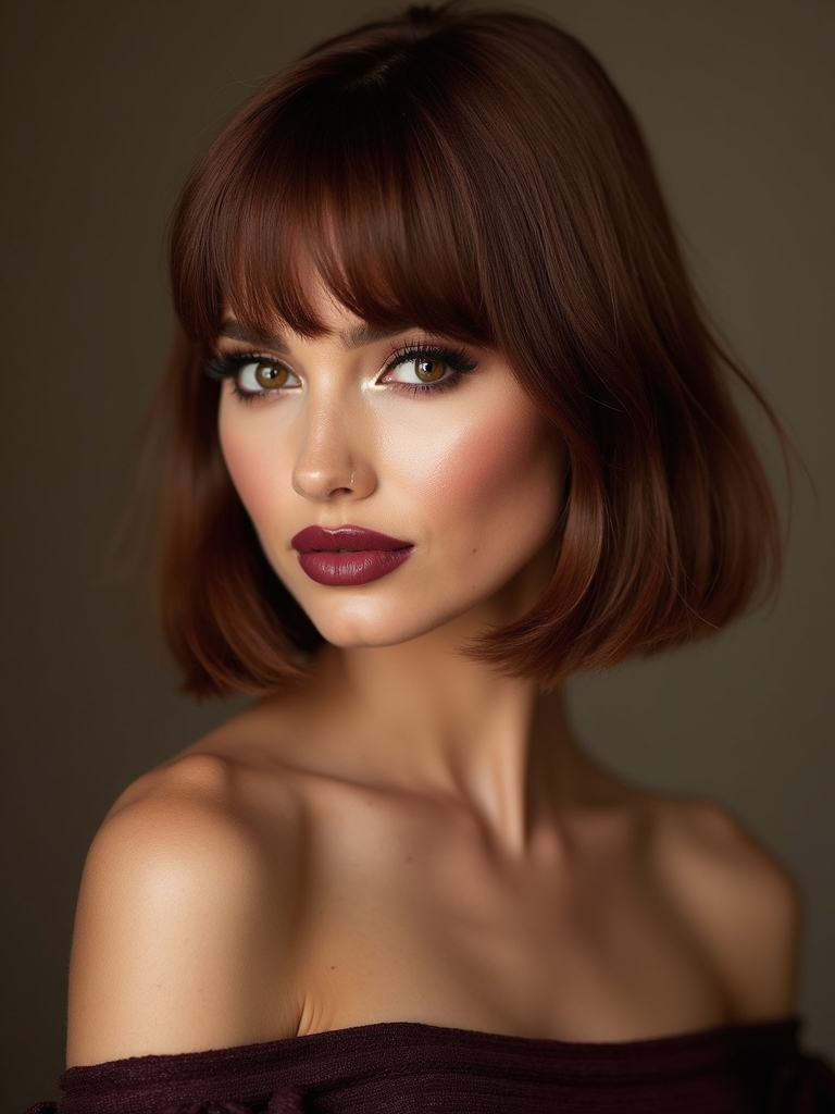 a line medium with side swept fringe